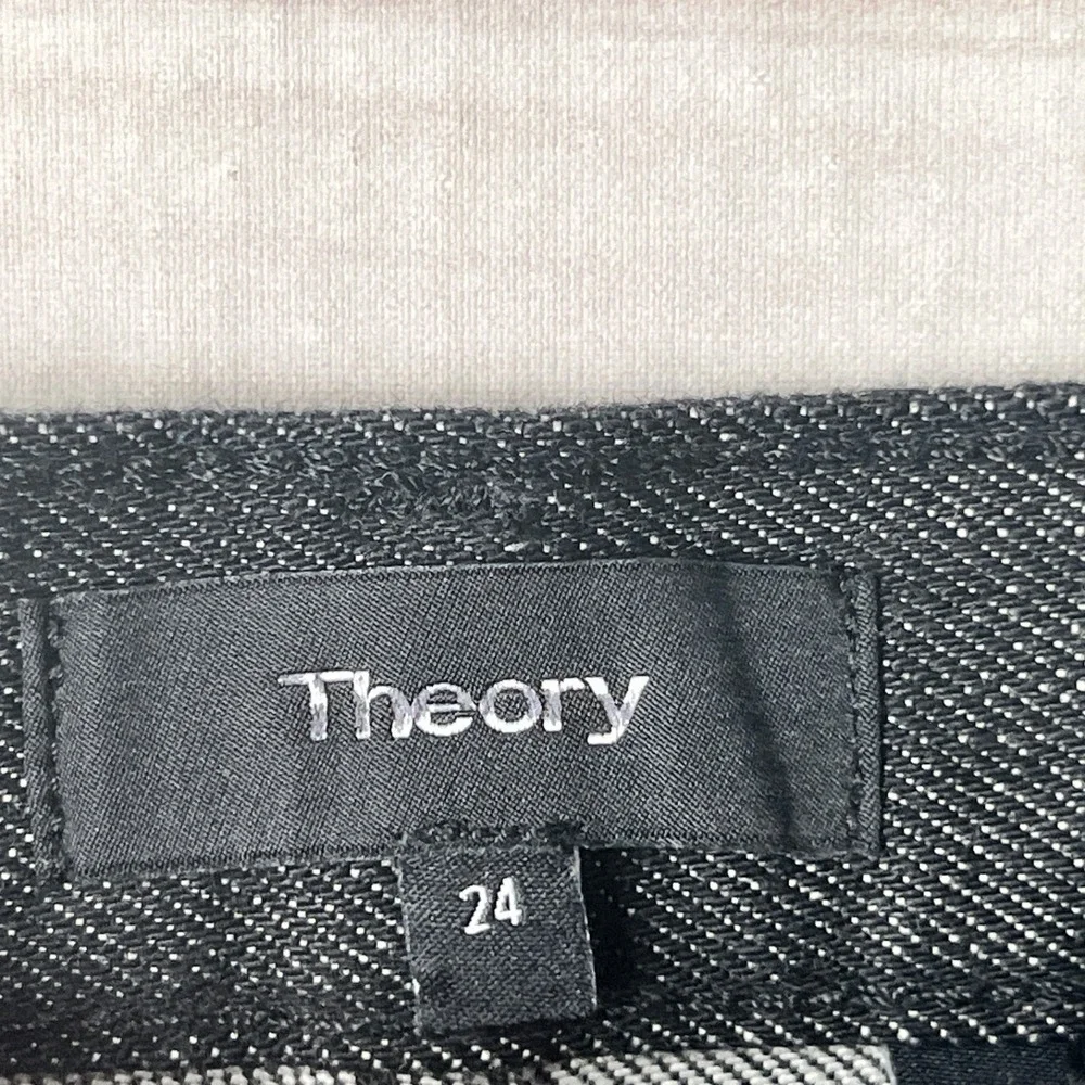 Theory‎ Jeans Womens 24 Black Straight Leg Denim Raw Hem High Rise 5 Pocket